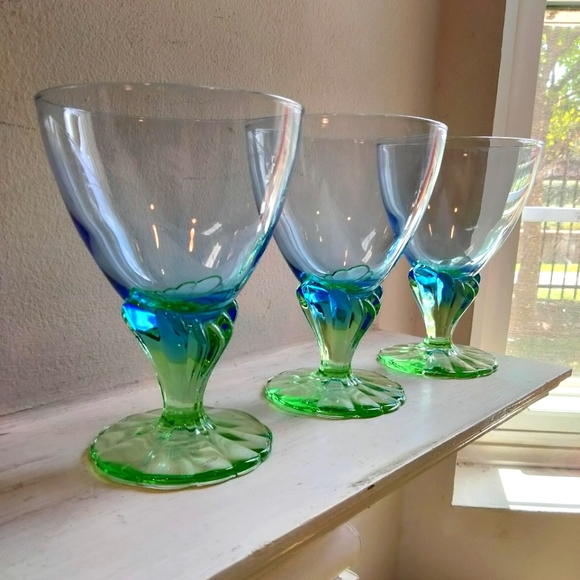 Vintage Dining Vintage Bormioli Rocco Bahia Blue And Green Sherbet